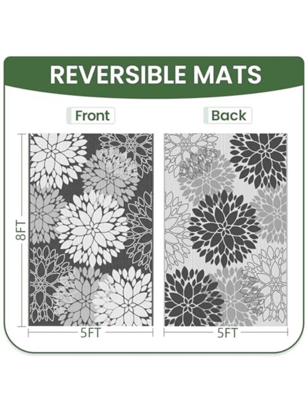 Outdoor Rug Waterproof Outdoor Plastic Straw Rug Reversible Patio Rug Reversible - Picture 2 of 7